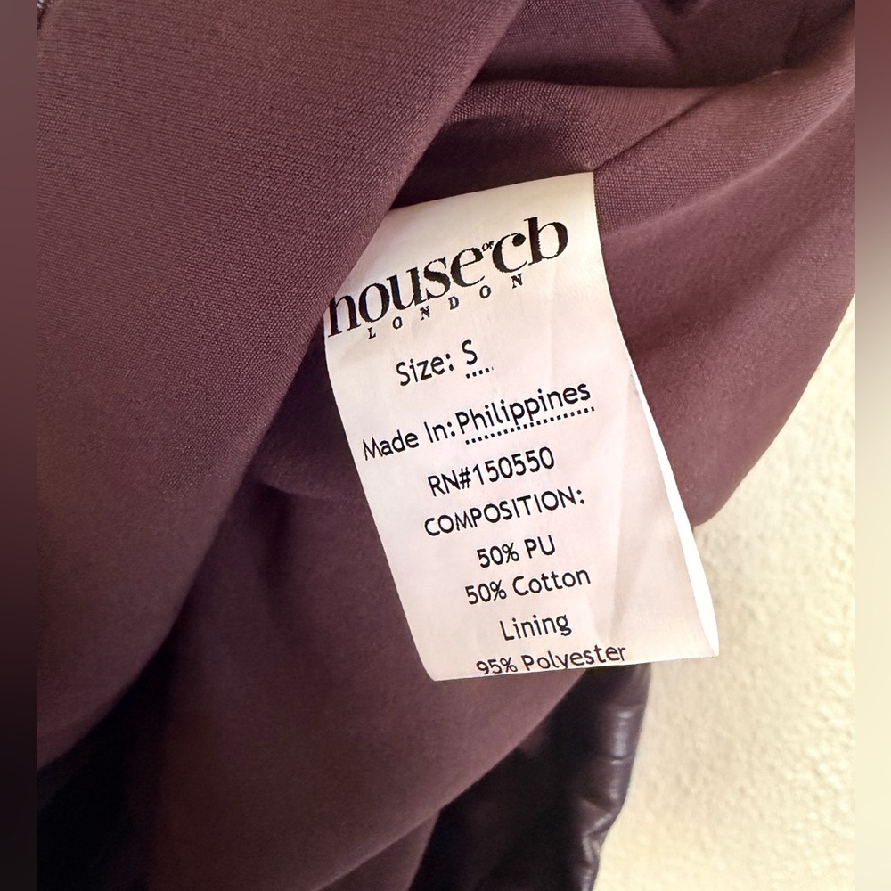 House of CB Brown Vegan Leather Mini Dress Size S Y2K Date Night luxury - Picture 9 of 11